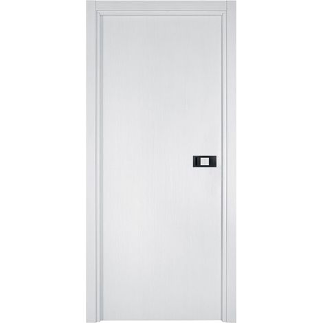 Bloc-porte pose fin de chantier collection PREMIUM Miro avec poignée Exclusive noire H.204 x l.83 cm aspect chêne blanc réversible