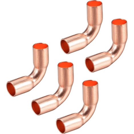Coude Cuivre 90 Degré Virage Court Tuyau Raccord Connecteur pour Tuyauterie 5Pcs 6.35mm (1/3)