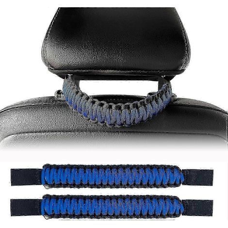 Poignées de maintien pour appuie-tête en paracorde de nylon ultra-résistante, bleues, compatibles avec Jeep Wrangler, Toyota Tacoma, Ford Bronco et autres camions et VUS (1/4)