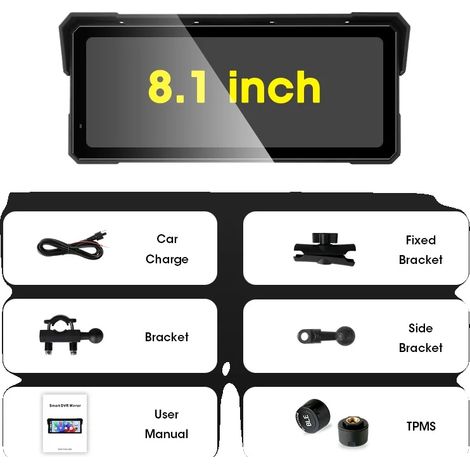 DVR de moto GPS, Bluetooth double, étanche, Carplay TPMS (1/2)
