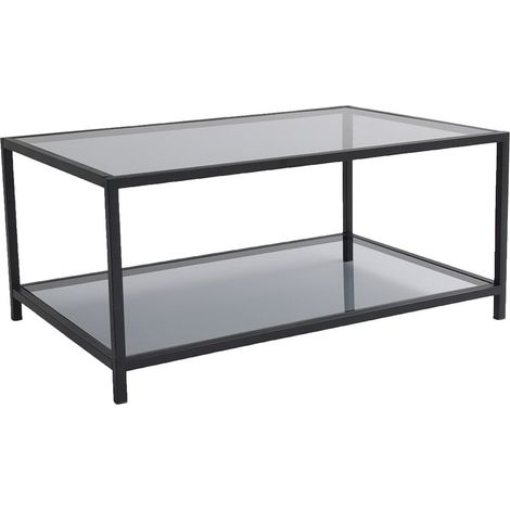 Tavolino da salotto moderno 90x60cm in metallo e vetro Astro - Nero (1/5)
