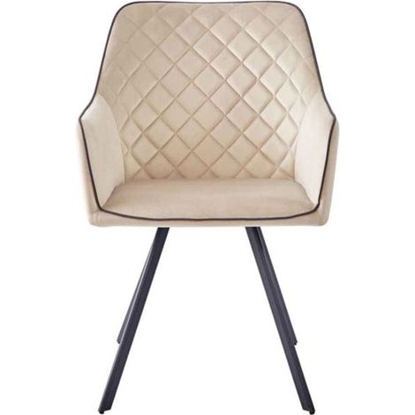 Chaise Matelassée en Velours "Amber" 85cm Beige (1/5)