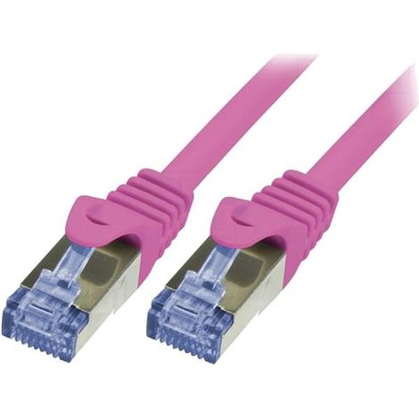 Cable reseau RJ45 male S-FTP Cat 6a rose- 2m