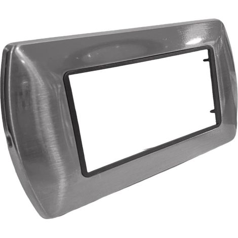 Placchetta per interruttore in metallo a 4 posti argento opaco cassetta 504 compatibile con living international supporto cover (1/2)