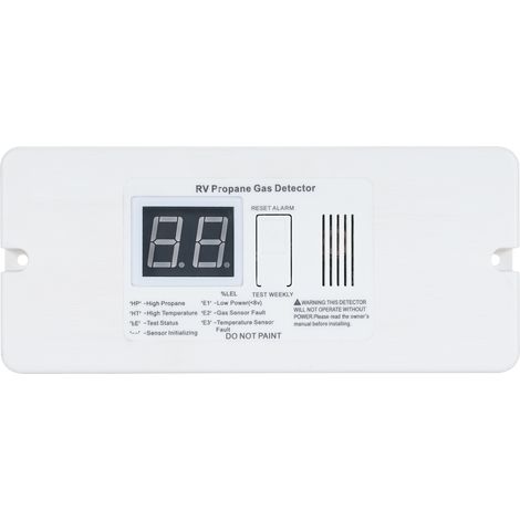 Rilevatore digitale di gas propano per camper e roulotte con potente allarme da 85 dB, 12 V CC (bianco, taglia grande) (1/5)