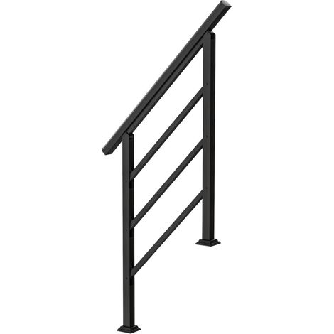 Treppengeländer für 1-3 Stufen 94 cm aus schwarzem Metall, verstellbar (1/5)
