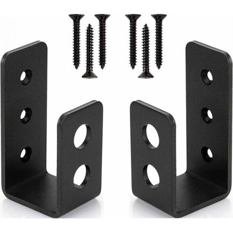 2-pack heavy-duty steel door brackets for 2x4 doors, U-shaped safety bar, YMYNY wall shelf (1/4)