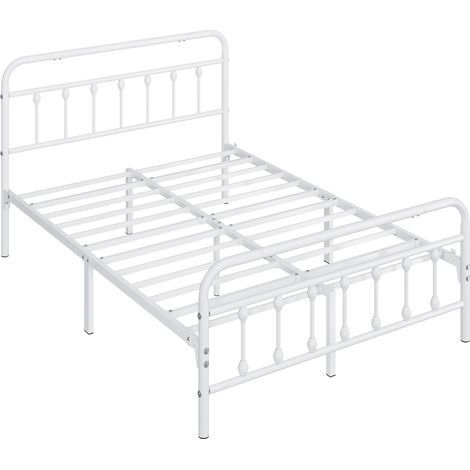 Yaheetech – Cadre de lit en métal 140×200 cm vintage – Tête de lit haute – Structure robuste à 6 pieds – Support jusqu'à 363 kg – Blanc (1/5)
