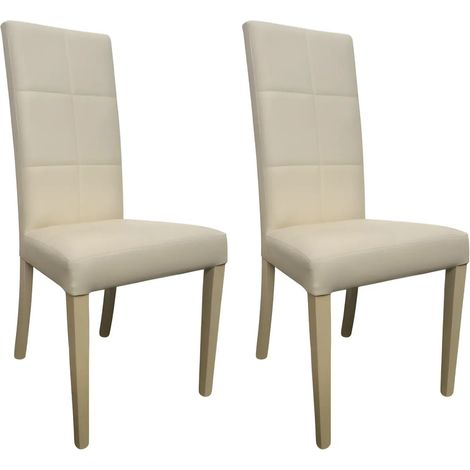 2 Sedie in Ecopelle Beige Cucina Imbottita Moderna Sala da Pranzo Salotto Legno