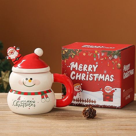 Tasse De Noël - Tasse En Céramique - 400 ml - Motif Bonhomme De Neige Ou Père Noël - Usage Intérieur - 1 Pièce (1/5)