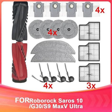 Kit d'accessoires de rechange pour aspirateur robot Roborock Saros 10/S9 MaxV Ultra : double brosse principale, filtres, sacs à poussière (1/5)