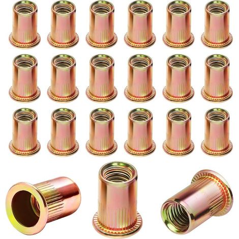 Insert Fileté Metal M6 & M8 Ecrou a Sertir 80 Pièces Aveugle Rivet Fileté Écrous à Tête Plate Plaqués Zinc Écrous à Rivets Aveugles Rivet Inserts Filetés pour Métal Plastique etc (1/5)