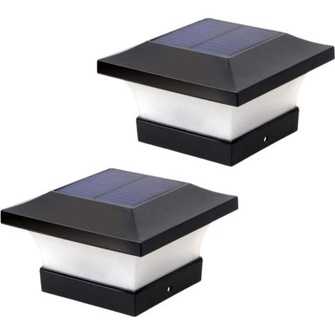 Set mit 2 Solar-Außenpfostenleuchten für Zaun- und Terrassenbeleuchtung, helle 6000K weiße LED-Solarbeleuchtung für Pfosten mit 4 x 4, 5 x 5 oder 6 x 6 Zoll Durchmesser.