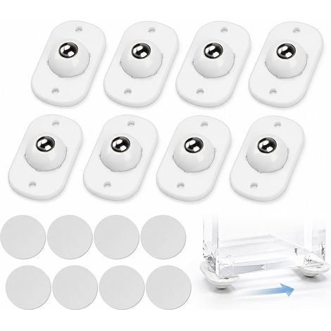 Lot de 8 mini roulettes autocollantes pour appareils de cuisine - Roulettes à billes à 360° - Petites roulettes pivotantes universelles pour poubelle, boîte de rangement, machine à café, petits (1/5)
