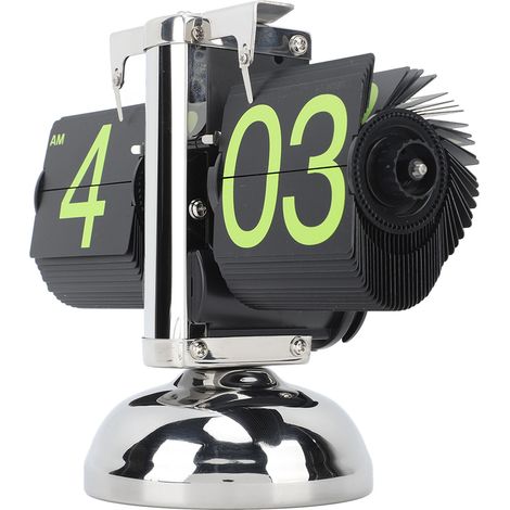Retro-Digitaluhr mit Wippschalter, Edelstahl 304, automatisches mechanisches Uhrwerk, für das Wohnzimmer, 12-Stunden-Anzeige, grüne Ziffern (1/5)
