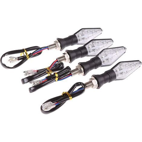 Clignotant LED - 12 V - 12 LED par unité (9 Ambre 3 Bleu) - Pour Moto - Lot de 4 (1/5)