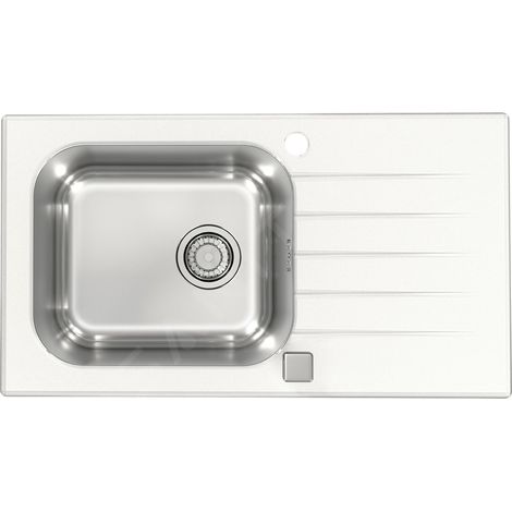 Alveus Altone - Évier 780x435 mm, avec commande de vidage, verre blanc / inox 1130527 (1/2)