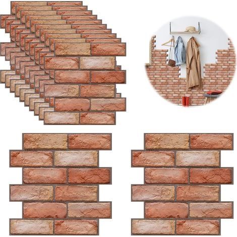 10 pièce Papier Peint 3D Brique Pierre Adhesif Mural Autocollant, Stickers Panneaux Muraux 3D Mural, Dalle Plaque PVC Adhesive Murale, Décorations Murales, Papier Peint Autocollants Décoratifs (PVC) (1/5)