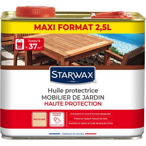 Huile haute protection pour mobilier de jardin en bois 2,5L STARWAX
