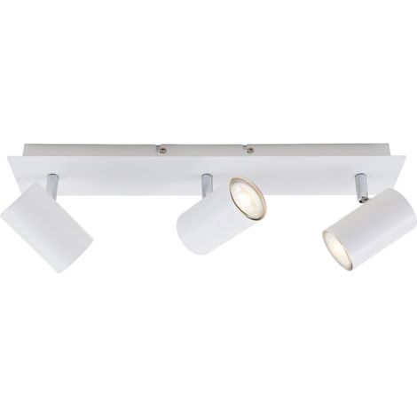 Deckenlampe schwenkbar, GU10 Fassung, max. 40 Watt, Deckenstrahler 3-flammig, Wohnzimmerlampe, Schlafzimmerlampe, Küchenlampe, 45x8x12,3 cm, Weiß