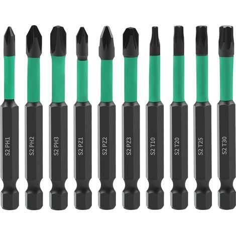 10pcs Torx Phillips PoziDriv Torx POZI Cross Screwdriver Bits 70mm (1/5)