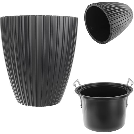KADAX Dekorativer Blumentopf mit Inneneinsatz, 30 cm, Schwarz