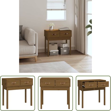 The Living Store Konsolentisch Honigbraun 76,5x40x75 cm Massivholz Kiefer - Holztisch - Konsolentisch - Sideboard - Wohnzimmerschrank - Esszimmermöbel (1/5)