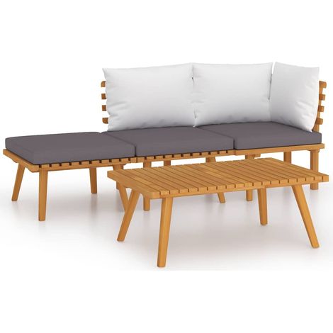 Muebles de jardín 4 piezas con cojines madera maciza de acacia vidaXL (1/5)