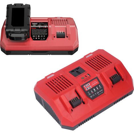 Caricabatterie rapido al litio a doppio alloggiamento con inverter da 220 W, compatibile con M18, ricarica simultanea efficiente. (1/5)