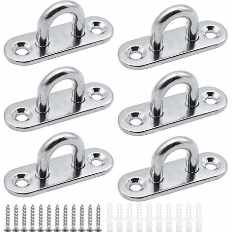 6 pièces plaques à œillets Plaque de Couverture en Acier Inoxydable Plaque de mât de 5mm Crochets de Fixation Robustes pour Crochets muraux chaises suspendues auvent Accessoires de Bateau etc (1/4)