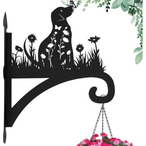 Gancho decorativo con silueta de perro para colgar plantas, soporte de pared, ideal para macetas, faroles y comederos para pájaros. (1/5)