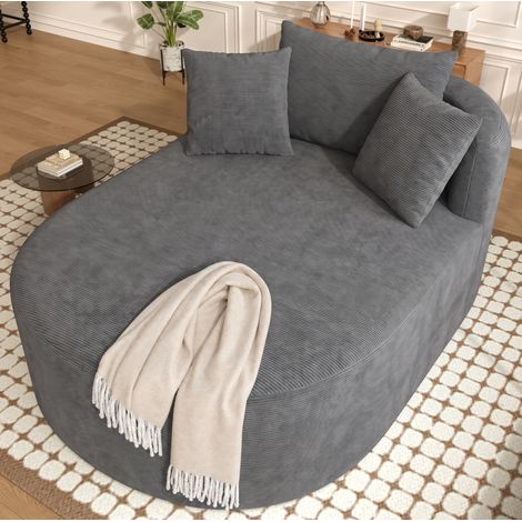 Relaxsessel, oval, komprimiert verpackt, ohne Montage, Cordstoff, Dunkelgrau (1/5)