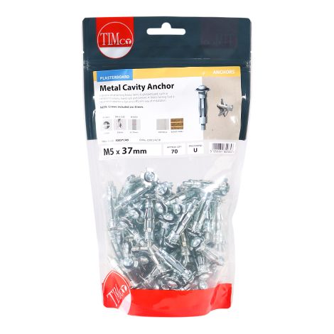 TIMCO Metal Cavity Anchors Silver - M5 x 37 (45mm Screw)