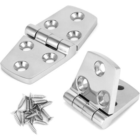 2 charnières de porte, acier inoxydable sus316, 38 x 76 mm, finition polie, pour yacht camping-car navire (1/5)