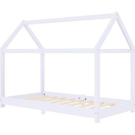 vidaXL Estructura de cama infantil madera maciza pino blanco 70x140 cm (1/2)