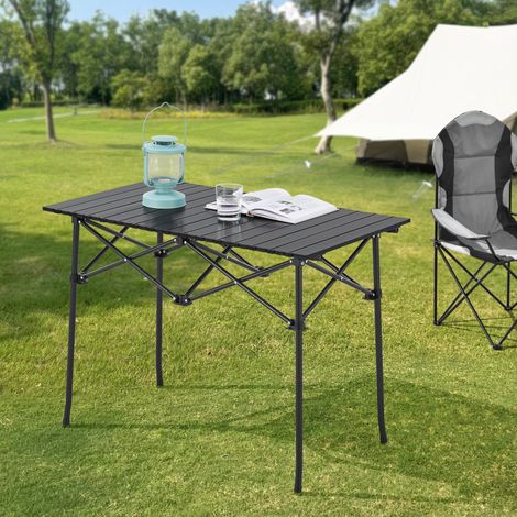 Klapptisch Castilenti Aluminium 94x55x68 cm Schwarz [en.casa]
