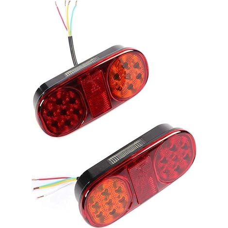 1 paire de feux arrière LED pour remorque, 12 V, universels, étanches, clignotants avec plaque d'immatriculation, pour caravane/camion/remorque/feu arrière/bateau (1/5)