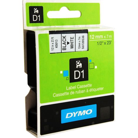 Dymo - self-adhesive label tape black on white roll (1.2 cm x 7 m) 1 roll(s) - s0720530