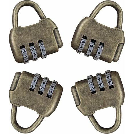 4 pezzi Lucchetto con codice Lucchetto con codice Lucchetto con combinazione antifurto Lucchetto con combinazione retrò a 3 cifre Lucchetto vintage Lucchetto di sicurezza per porta esterna senza chiav