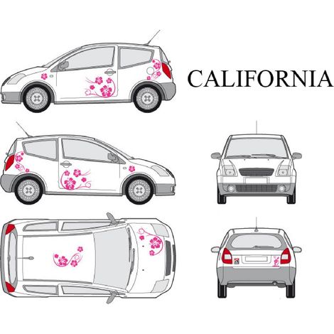 Set complet Adhesifs -CALIFORNIA- Rose - Taille S - Car Deco