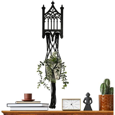Suspension pour plantes bohème générique, décoration gothique en bois tressé à la main (1/5)