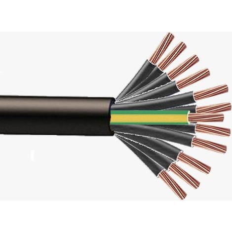 Bis-Electric – Câble électrique RO2V 12G1.5mm² à la coupe – 11 fils noirs numérotés – Isolation PVC – Tension de service 600/1000V – Souplesse Classe 2