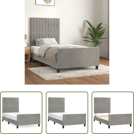 Kopfteil - Bettgestell ohne Matratze Hellgrau 90x200 cm Samt (1/5)