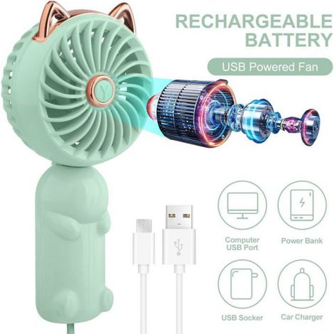 Mini Ventilateur - Pliable - Rechargeable - 3 Vitesses - Pour Bureau Maison Extérieur - 1 Pièce (1/4)