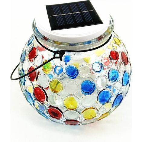 1 Boule lumineuse solaire, verre coloré, LED étanche, décoration jardin, terrasse, cour (1/5)