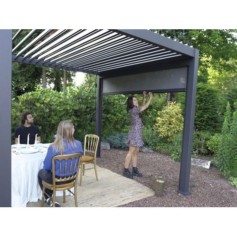 [NEUWERTIG] B-Ware Pergola Lamellendach Pavillon Sonnenschutzpavillon 3 X 3 M Sonnenrollo Anthrazit