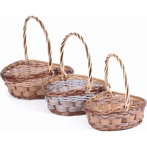 Cesto ovale in vimini e pvc, 40x34x12/18 cm