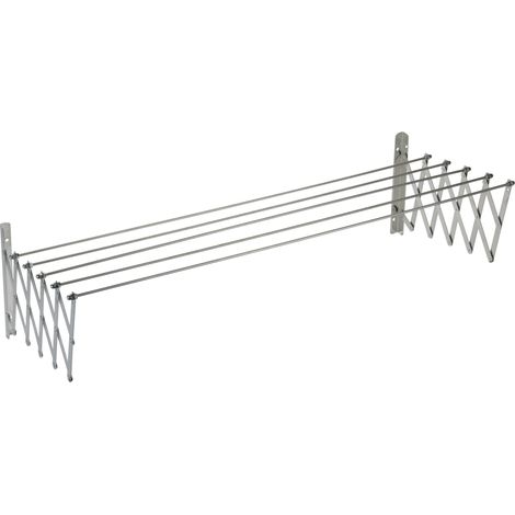 Sauvic Stendibiancheria estensibile con reggetta e 5 raggi in acciaio inossidabile 18/10 da 140 cm