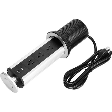 Prise électrique escamotable pop-up pour plan de travail cuisine bureau avec port USB (1/4)