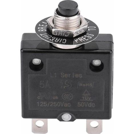 15A Circuit Breaker Optional Reset Thermal Switch, 125-250V AC 50V DC Current Overload Protection Push Button Circuit Breaker (1/5)